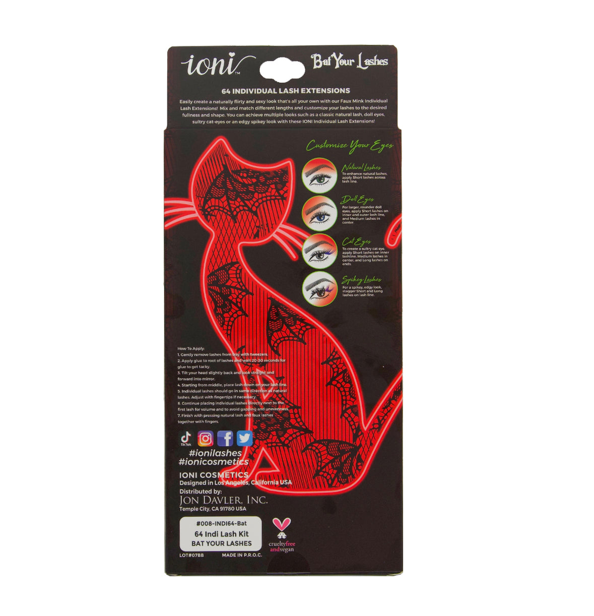 Ioni Cosmetics Halloween Lash Kit - 64 Lash Extensions