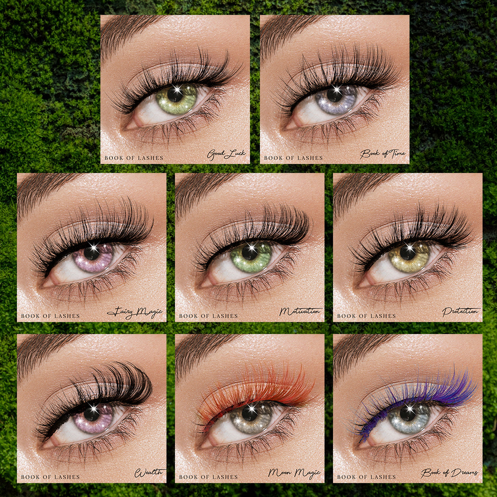 Book of Lashes Full Bar: 96-pair Lashes (16 styles) + Lash Bar Display