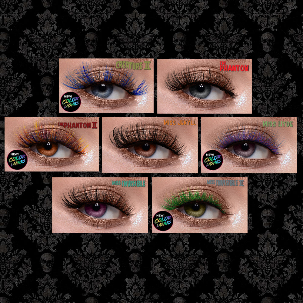 Classic Horror Queens Full Bar: 96-pair Lashes (16 styles) + Lash Bar Display