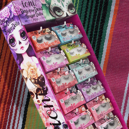 DAY OF THE DEAD Sugar Dolls Lash Bar: 96-pair Lashes (16 styles) + Lash Bar Display